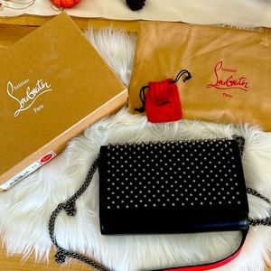 Christian Louboutin Paloma clutch calf P/Spikes River Gauche.